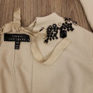 Robert Rodriguez XS cropped sweater throw over, 100% cashmere